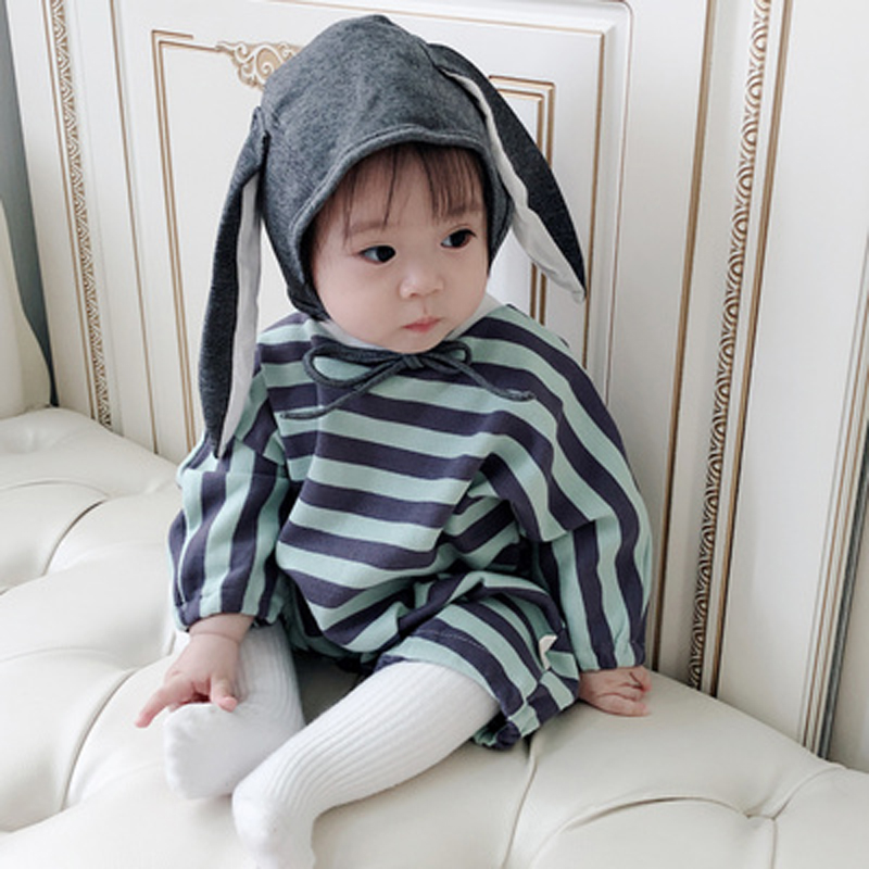 Set áo liền quần tay dài + mũ thiết kế đáng yêu dành cho bé