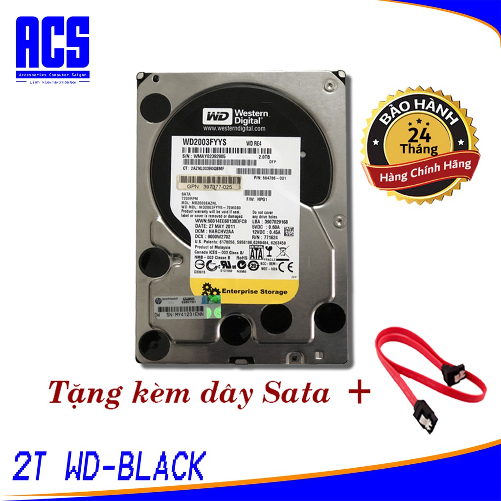 Ổ Cứng Trong PC WD 2TB (64MB) 7200rpm 3.5" Black- Bảo Hành 2 Năm