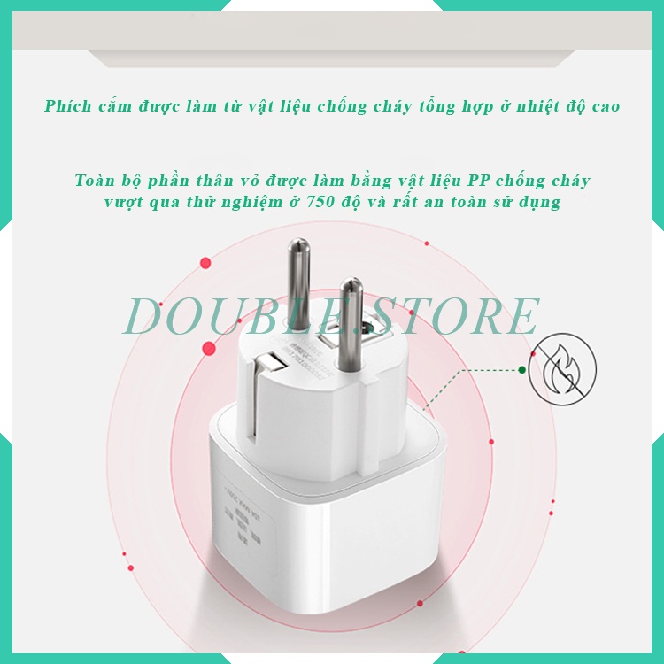Phích Cắm Chuyển Đổi 3 Chân Dẹt Chuẩn EU Sang 2 Chân Tròn Chuẩn VN Cao Cấp Chính Hãng BULL_GN901G