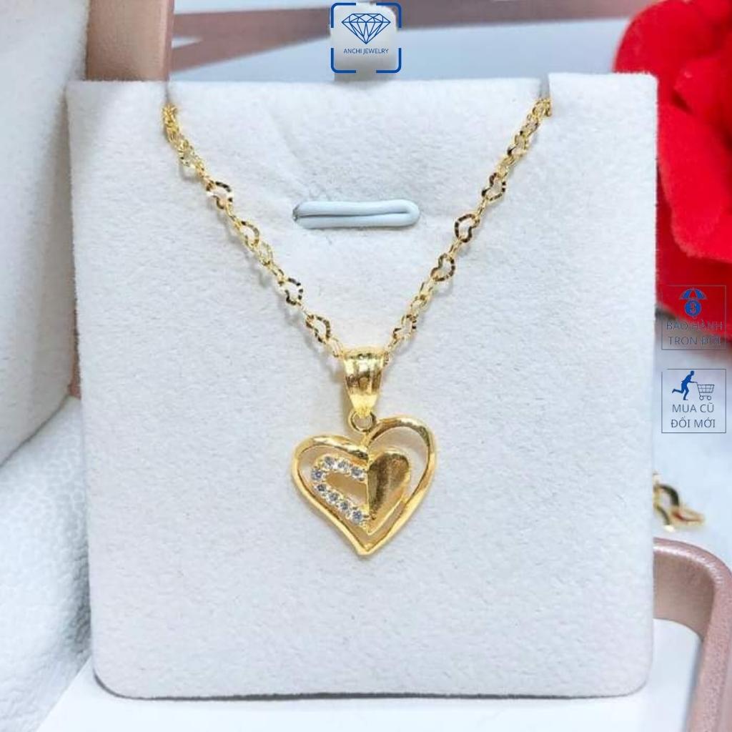 Dây chuyền mặt trái tim, chuẩn bạc ta mạ vàng sáng đẹp - Anchi jewelry