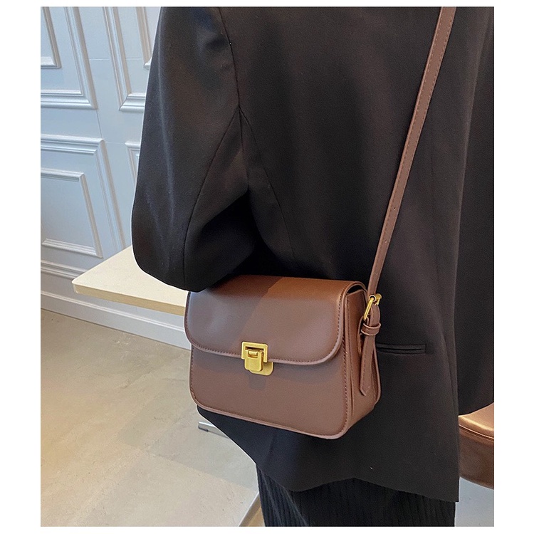 Set túi xách nữ đeo chéo, đeo vai + kep càng cua khóa gập da PU dày dặn 2ly cao cấp hottrend 2022 HT77