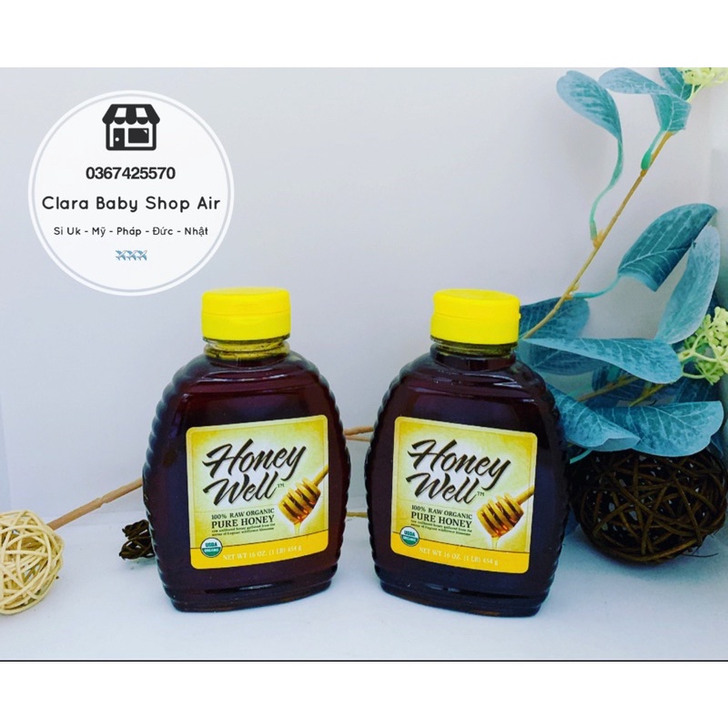 (Air ✈️ Mỹ ) Mật ong nguyên chất Honeywell Oganic Raw Honey 454g
