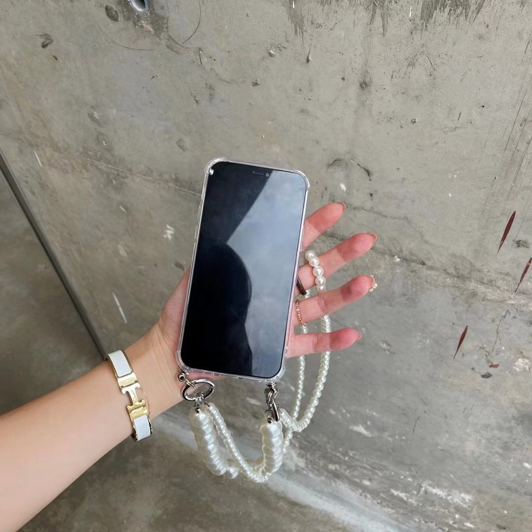 Ốp điện thoại silicon mềm phối dây ngọc trai cho iPhone 11 Pro Max 8 Plus 7 XR XS X 12 Pro Max SE 2020 | BigBuy360 - bigbuy360.vn