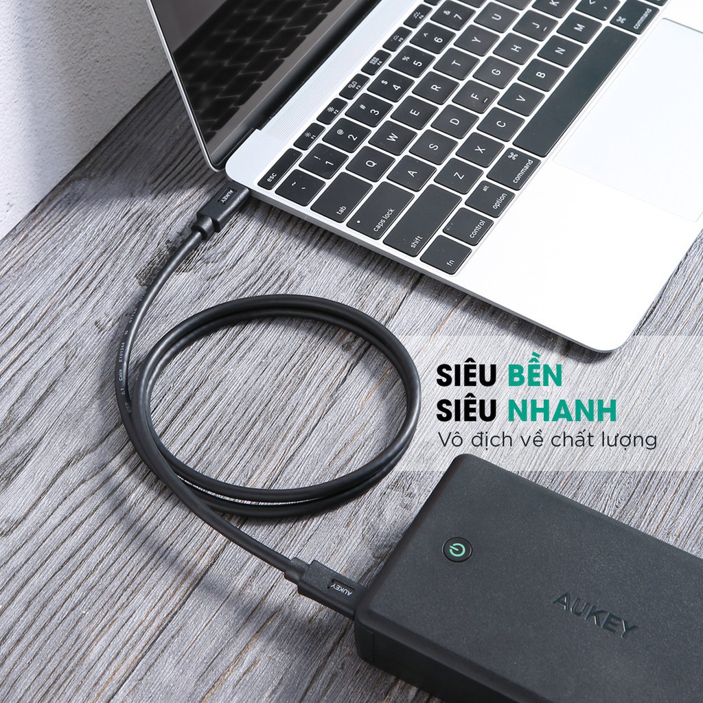 Cáp sạc nhanh AUKEY CB-C2 C to C chuẩn 3.1 Gen2 100W 10Gbps chiều dài 0.9m