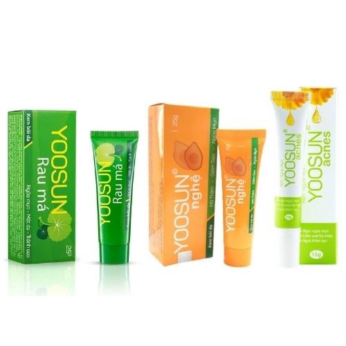 Kem Ngừa Mụn, Ngừa Thâm Yoosun Nghệ 20g , Rau Má 25g, Yoosun acnes 15g