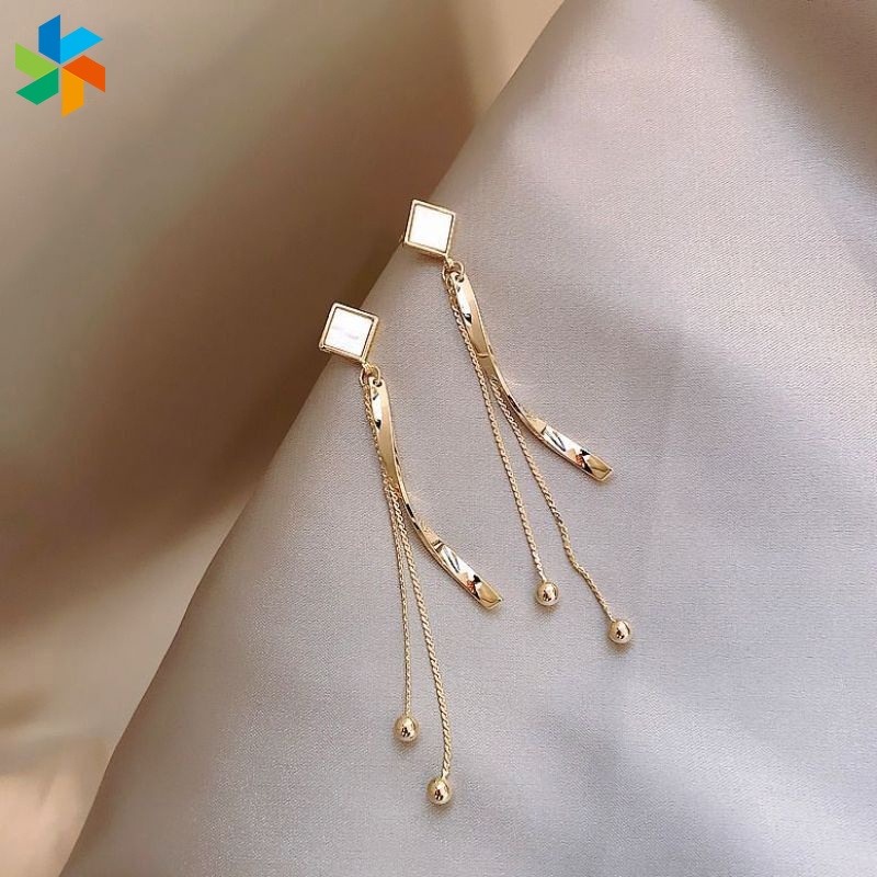 Bông Tai Mạ Bạc 925 Dáng Dài Phong Cách Hàn Quốc Thời Trang JP6