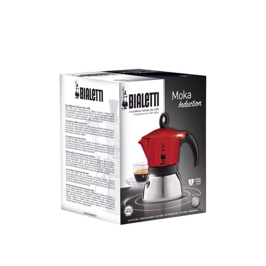 Ấm pha cà phê BIALETTI MOKA INDUCTION express, màu đỏ