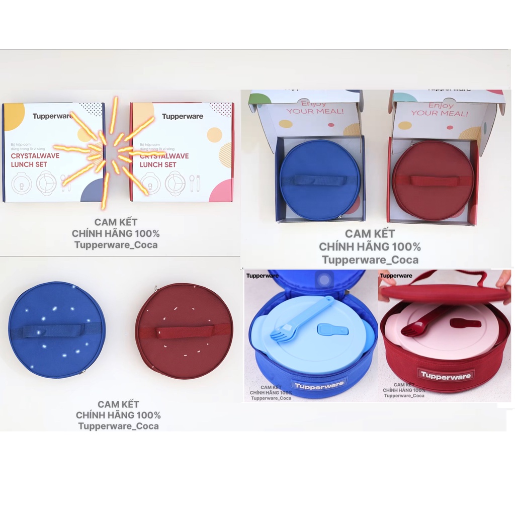 TUPPERWAREHOUSE MALL - HỘP CƠM CHIA NGĂN CRYTALWAVE LUNCH SET XANH - ĐỎ