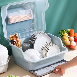 Hộp đựng chén dĩa bằng nhựa có nắp đậy tiện dụng cho nhà bếp