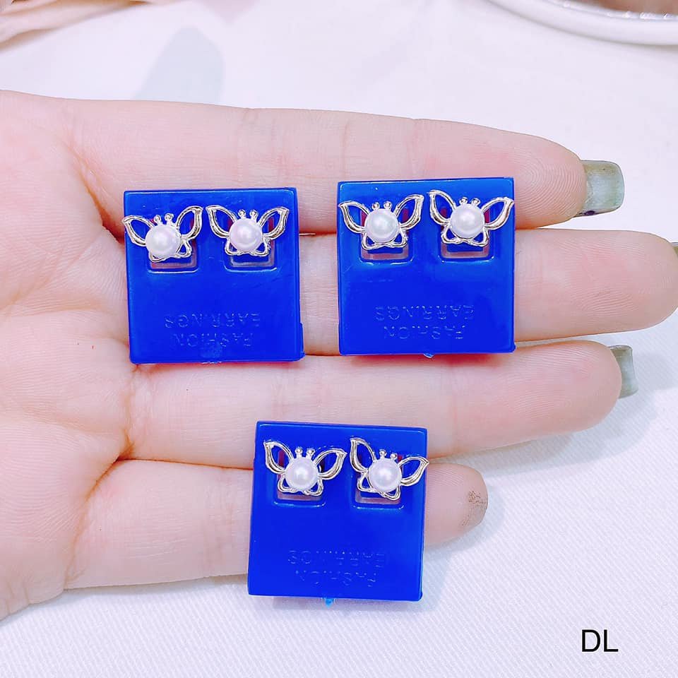 Bông tai chữ D đính đá, chuẩn bạc ý 925 bao sáng, ACJ3280 Anchi jewelry