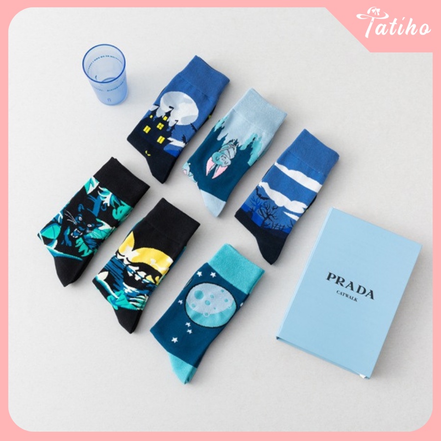 [Hàng Xịn, Giá Tốt] Vớ Tất Nam Nữ Unisex Cổ Cao Cotton Họa Tiết Sắc Màu Rực Rỡ Phong Cách Cá Tính - Mã TV009