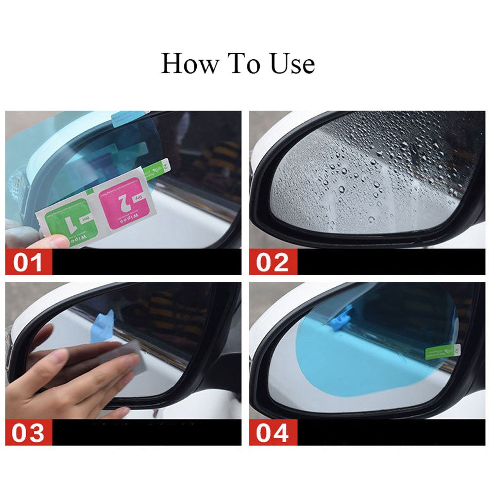Set 2 miếng dán gương chiếu hậu xe hơi chống nước mưa bảo vệ hình dạng tròn/ oval/ chữ nhật tiện lợi