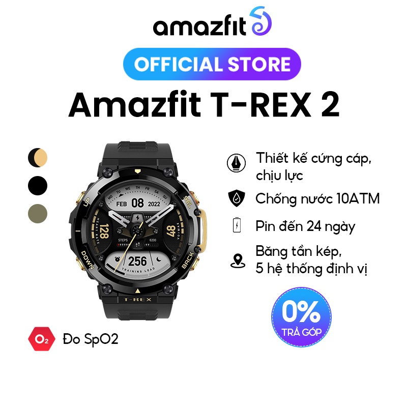Amazfit T-Rex 2 - Đồng hồ thông minh | GPS | Pin đến 24 ngày | Chống nước 100M
