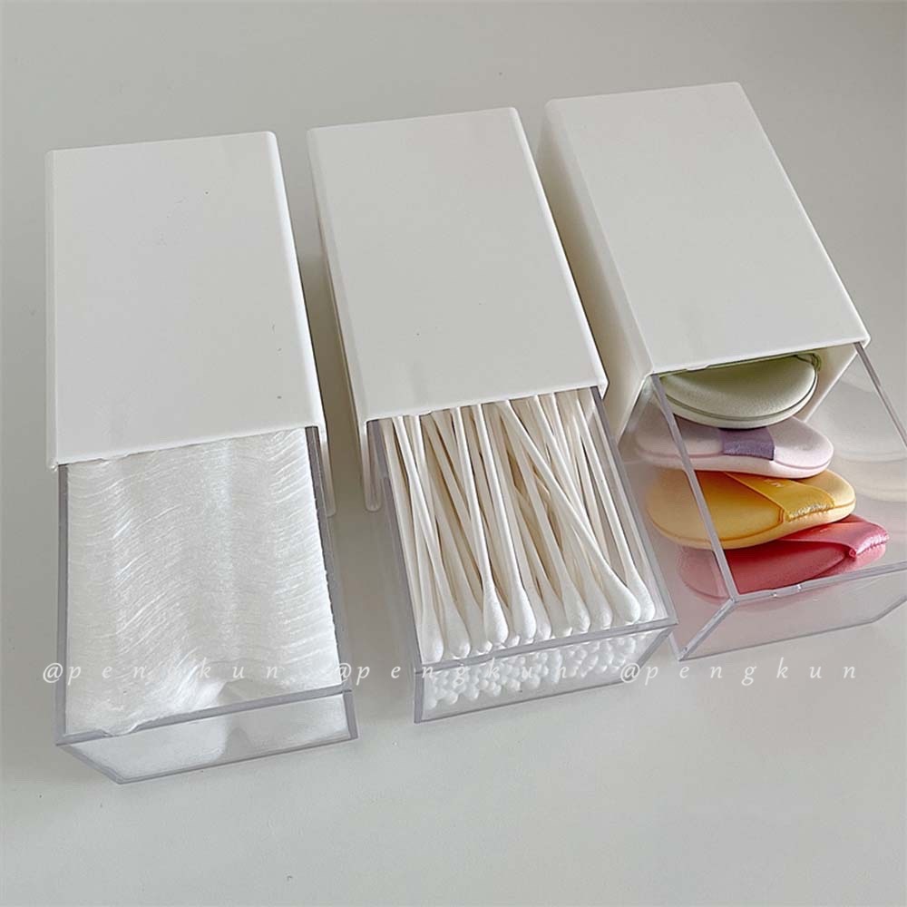 Hộp Đựng Tăm Bông/Băng Đô/Băng Đô Nắp Lật Treo Tường Không Cần Khoan Dùng Trong Phòng Tắm/Ký Túc Xá