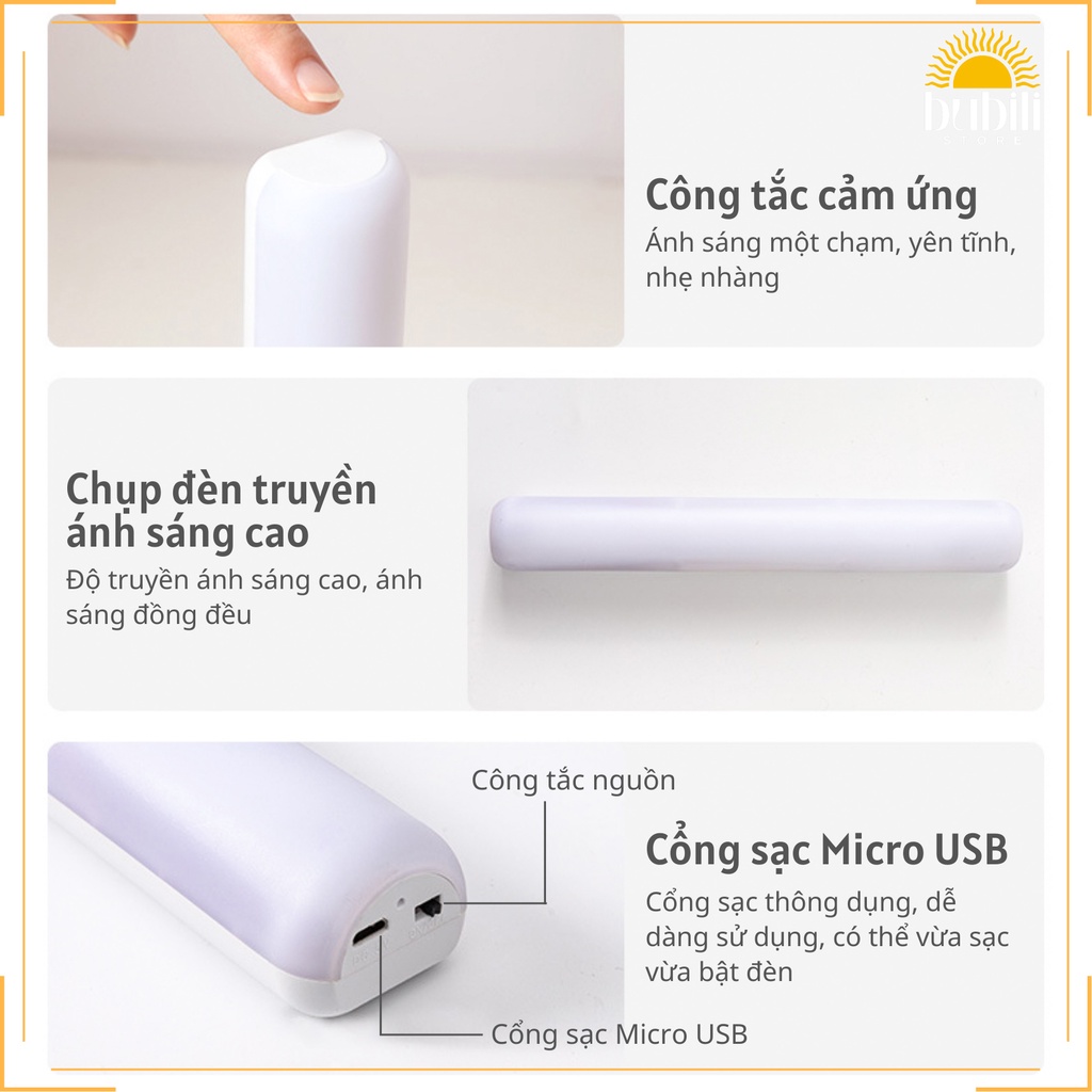 Đèn học gắn tường Cảm ứng Pin 2500 mAh 3 nhiệt độ màu Ánh sáng vô cấp