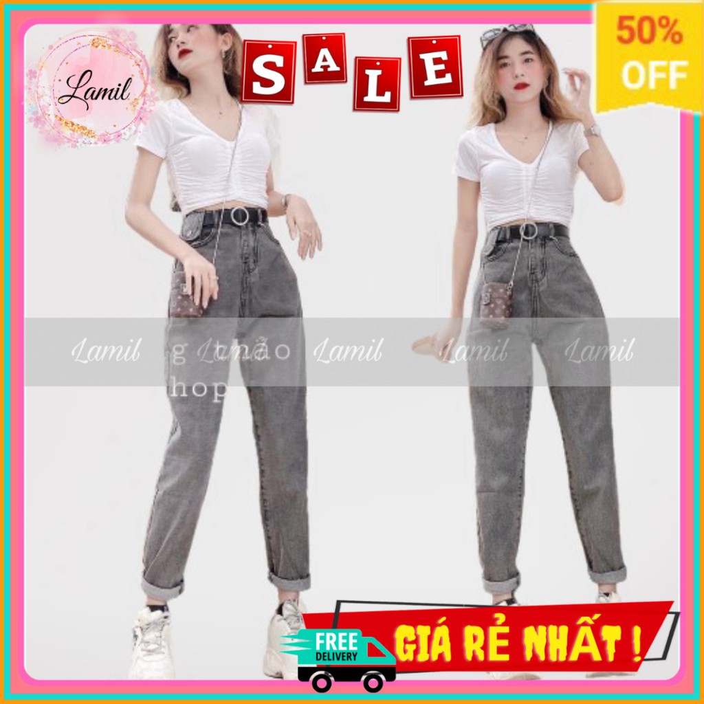 Quần Jeans Nữ Dáng Baggy Hai Màu So Hot Lamil 3721