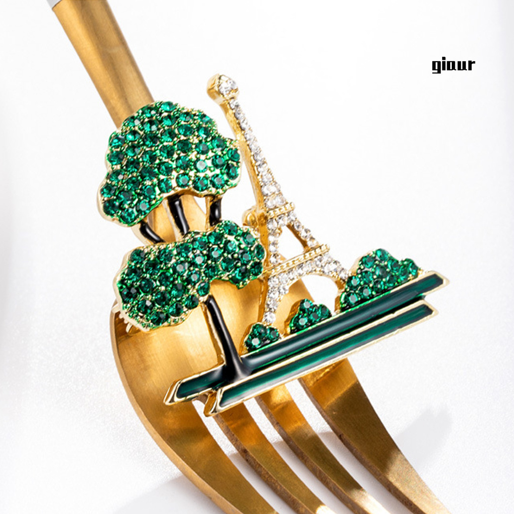 Ghim Cài Áo Hình Tháp Eiffel Đính Đá Nhân Tạo Thời Trang Cho Nữ