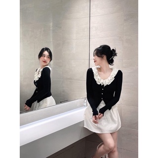 Áo zip len phối cổ bèo