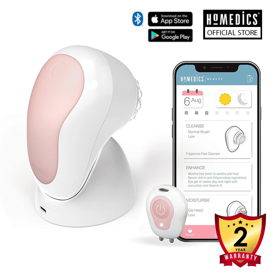 [BH 2 năm] Máy massage mặt cầm tay ion cao cấp công nghệ siêu âm 3D/ Phân tích da/ Kết nối qua app HoMedics FAC-700