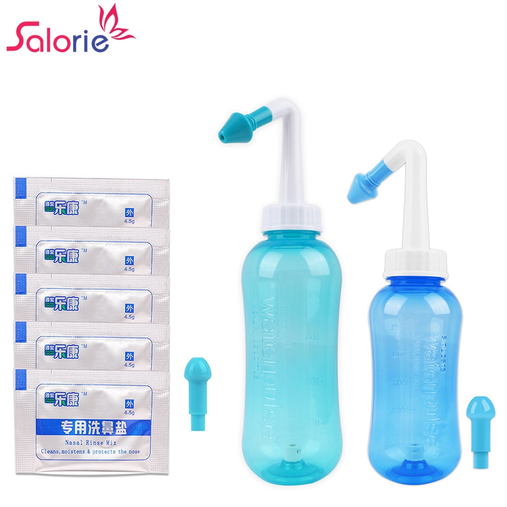 Bình xịt SALORIE 70 / 300 / 500ml kèm 5 muối làm sạch mũi chống dị ứng thiết kế tiện lợi cho người lớn và trẻ em