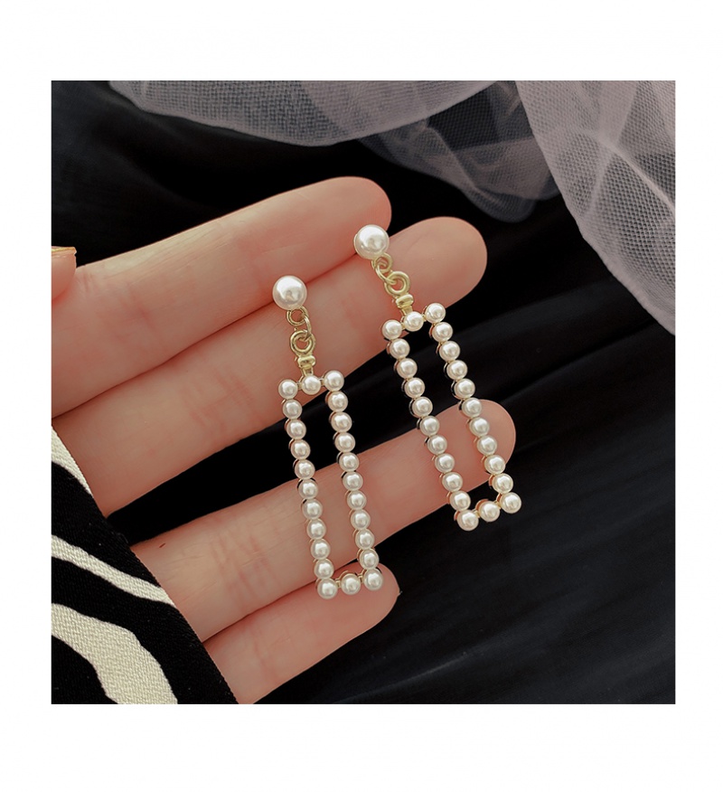 Khuyên tai dáng dài đính ngọc trai giả thời trang Hàn Quốc sang trọng