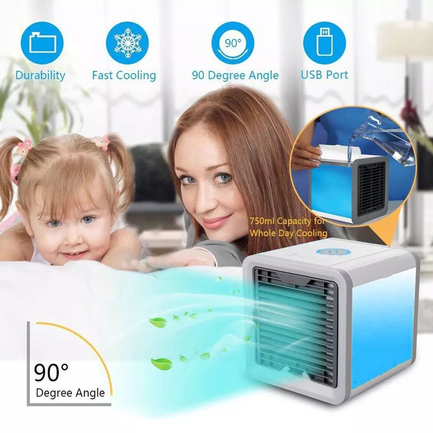 Máy Điều Hòa Làm Mát Không Khí Mini Có Đèn Led 7 Màu