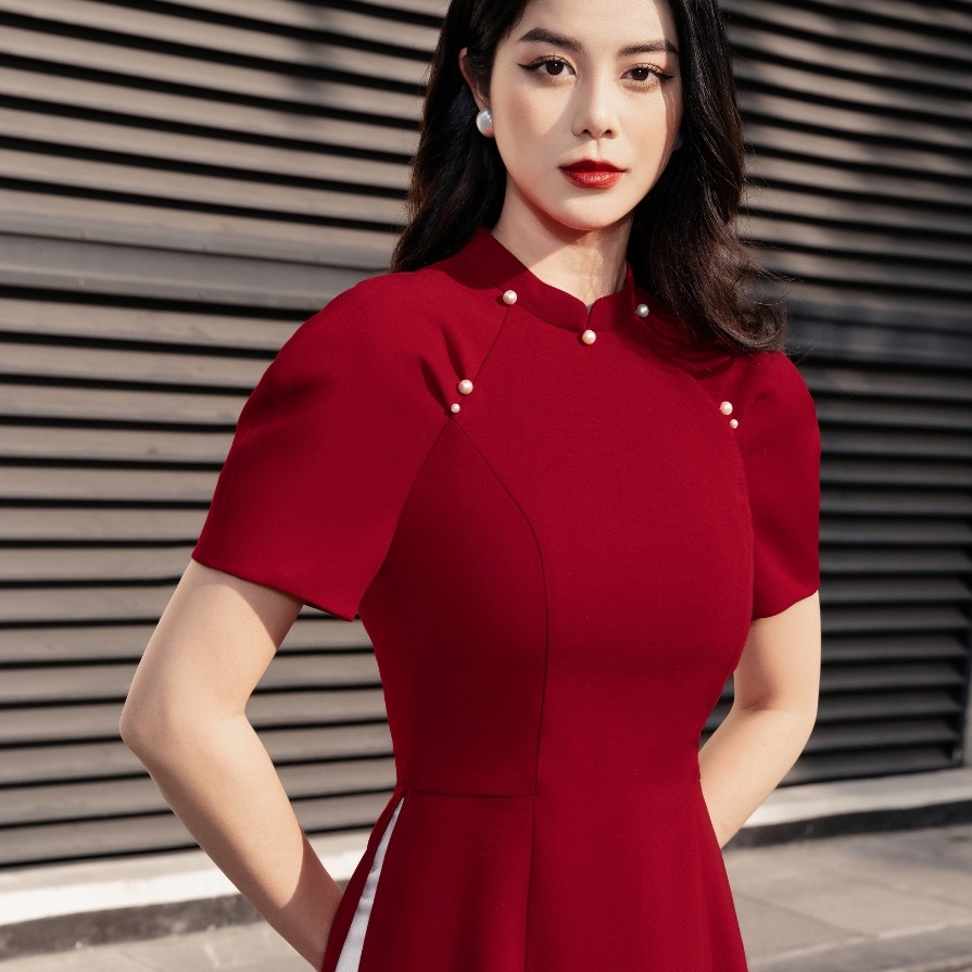 Áo dài , Áo dài cách tân mẫu trơn mặc các dịp lễ hội - Mã A17