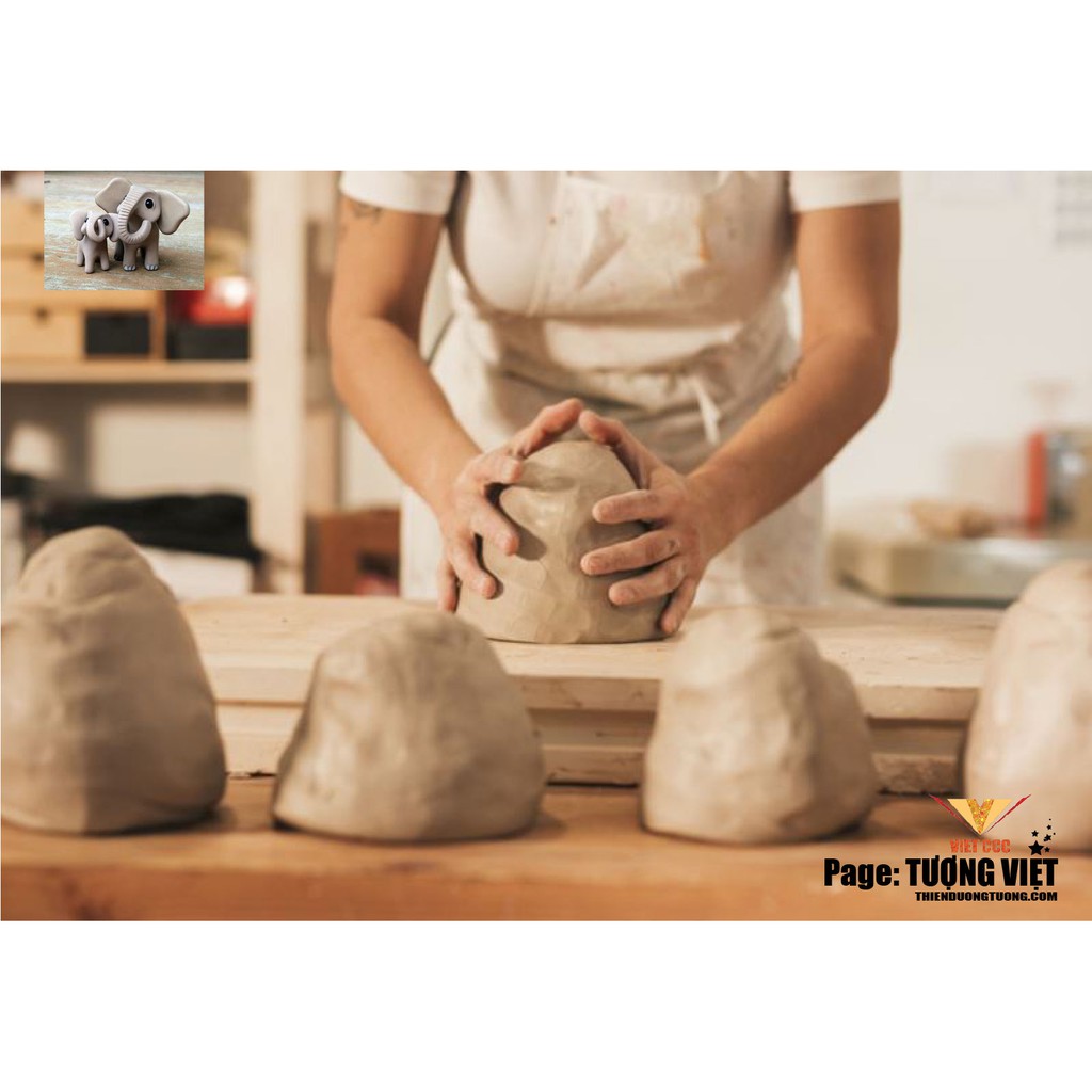 Đất sét cao lanh 3kg, đất sét trắng, nâu đỏ, nặn trang trí theo ý muốn