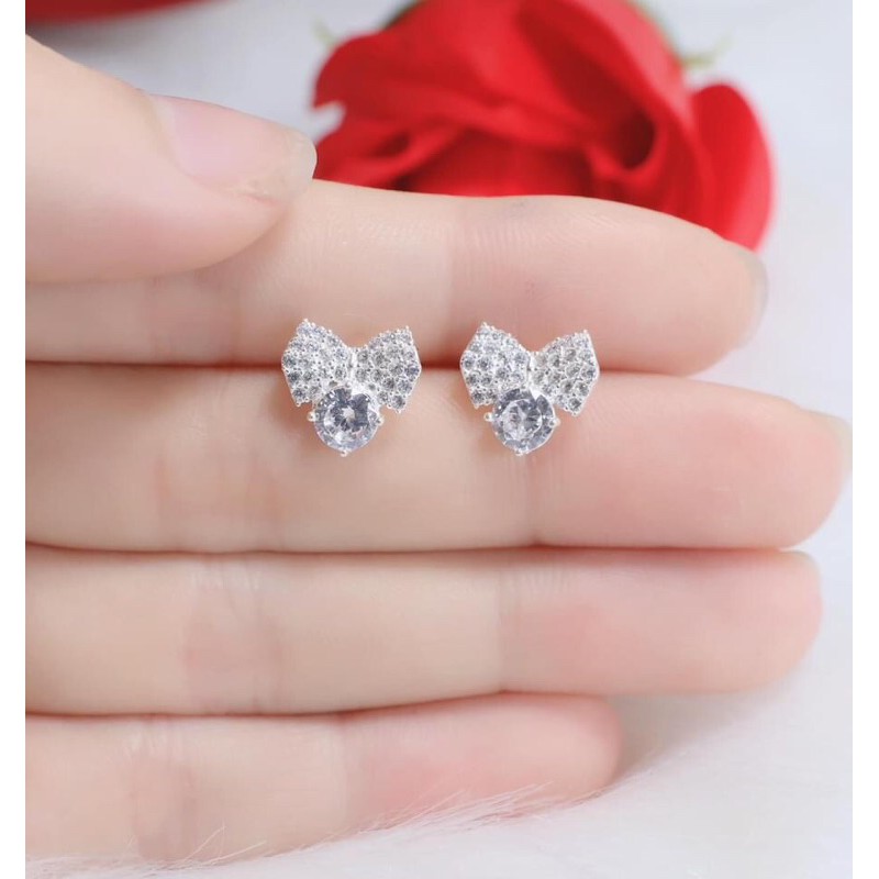 BÔNG TAI NƠ ĐÁ TIỂU THƯ CHO NỮ- CHUẨN BẠC TA