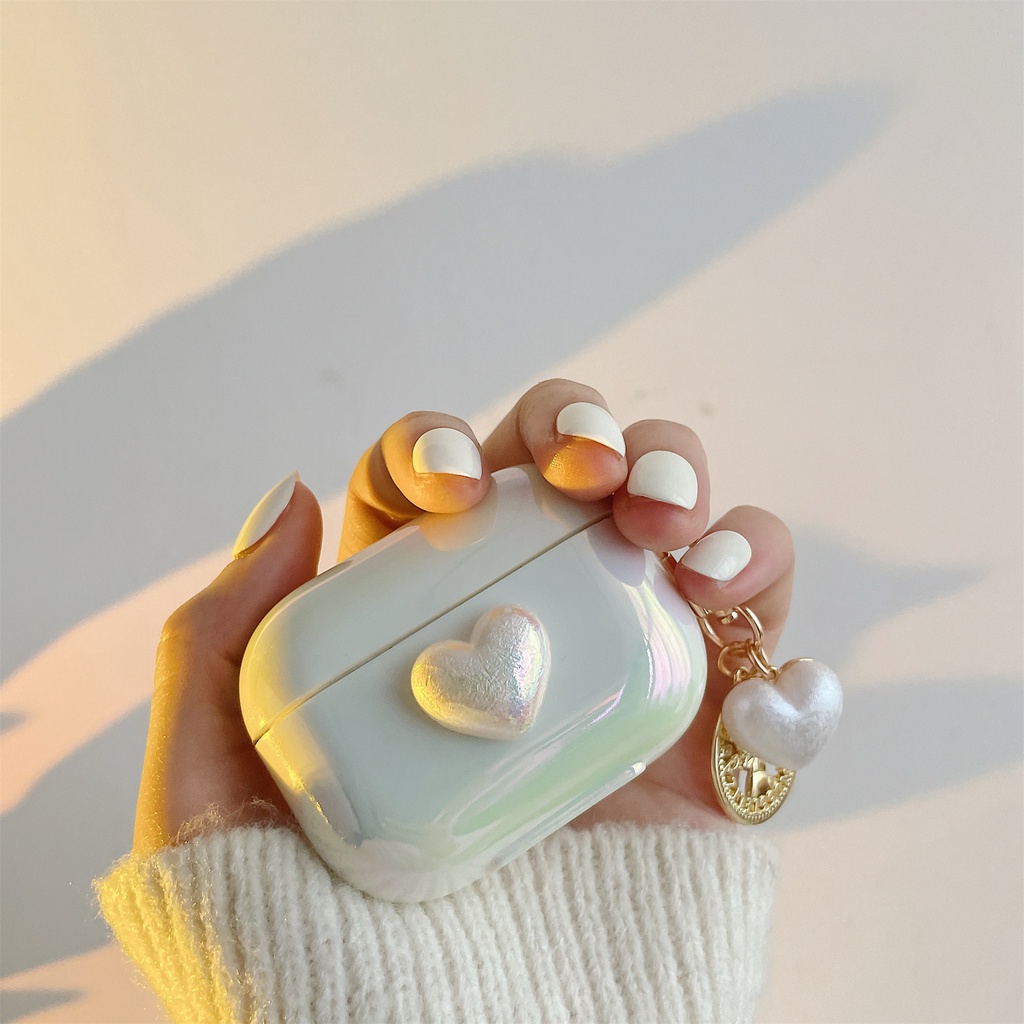 Vỏ bọc bảo vệ hộp sạc tai nghe bluetooth không dây airpods 1/2/pro 3 2021 họa tiết trái tim