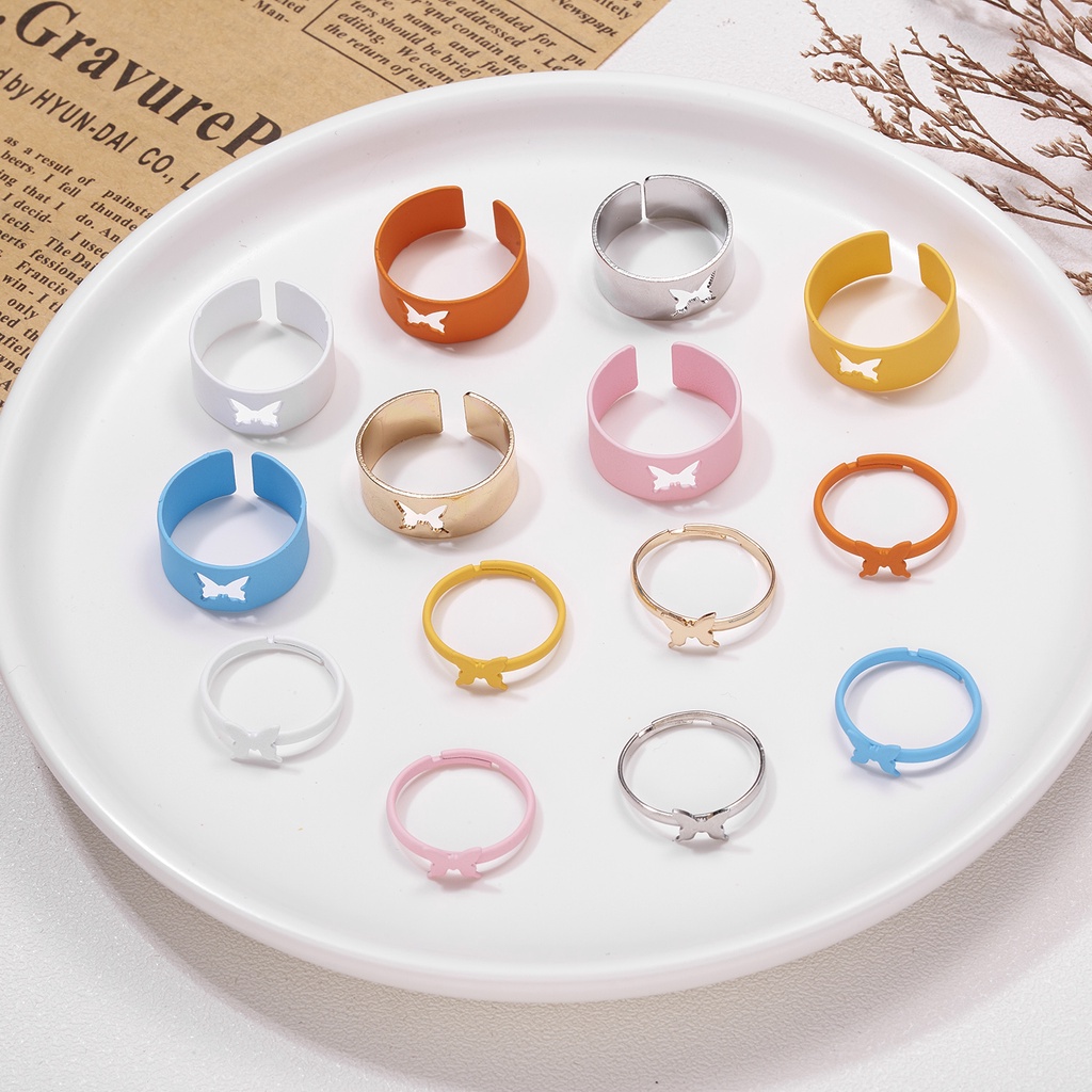Bộ 2 nhẫn RINHOO FRIENDSHIP kiểu bướm dễ thương thời trang dành cho nữ