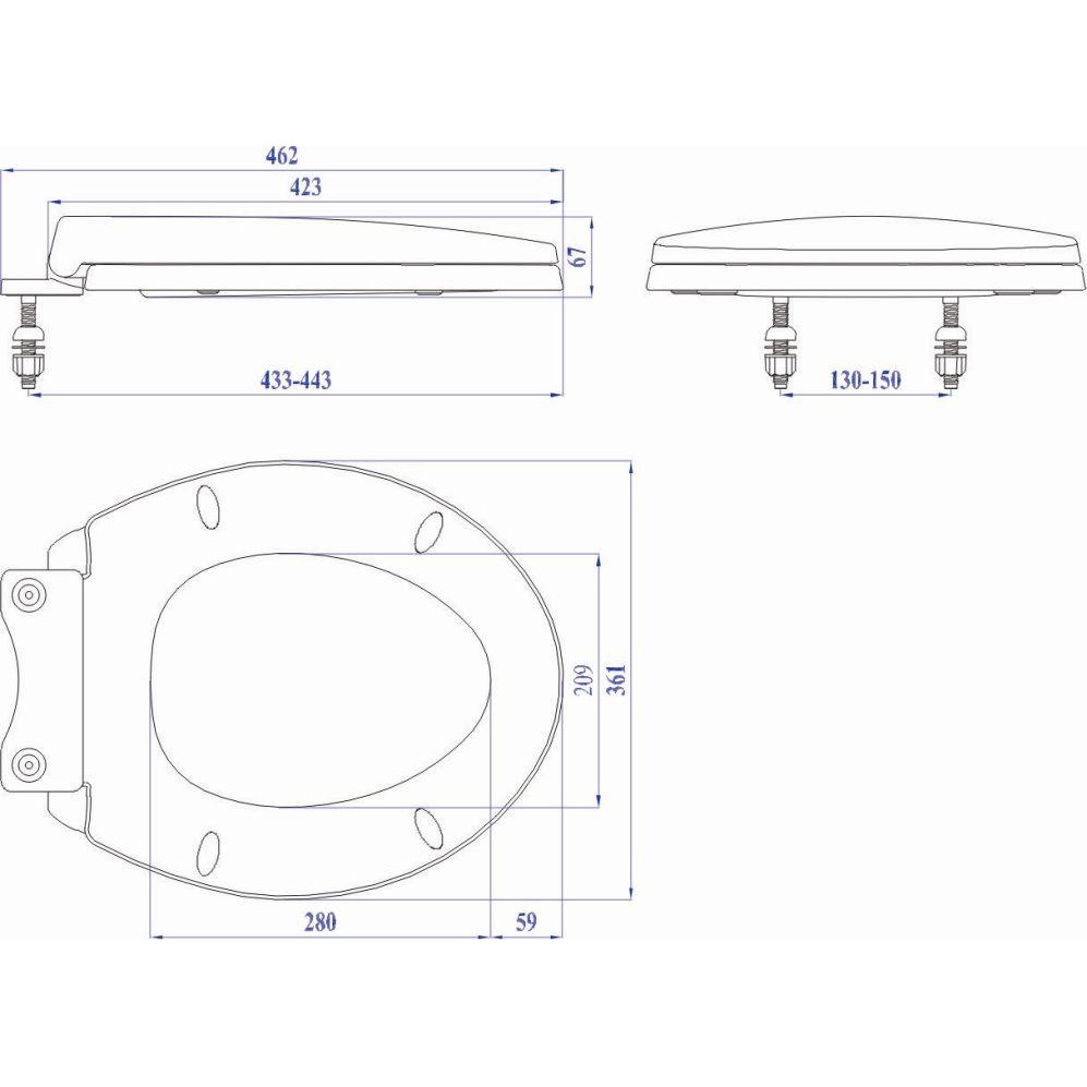 Nắp bồn cầu nhựa trắng HA02, dài 42cm