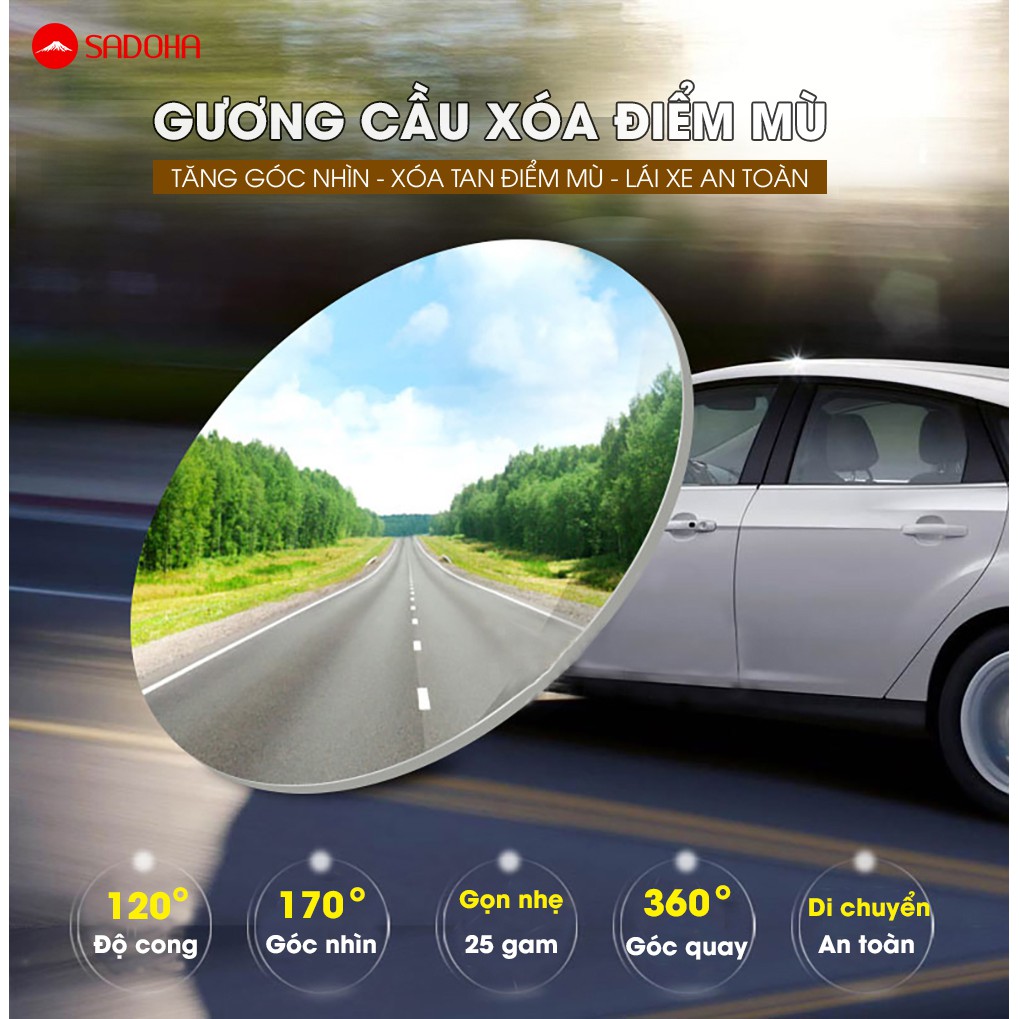 Kho sỉ bộ 02 gương cầu lồi không viền cho ô tô xóa điểm mù