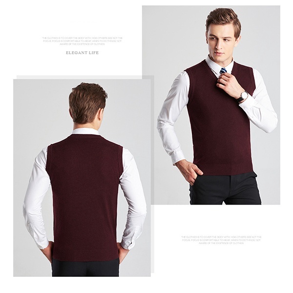 Áo Sweater Sát Nách Cổ Chữ V Thiết Kế Mới Mỏng Thời Trang Dành Cho Nam