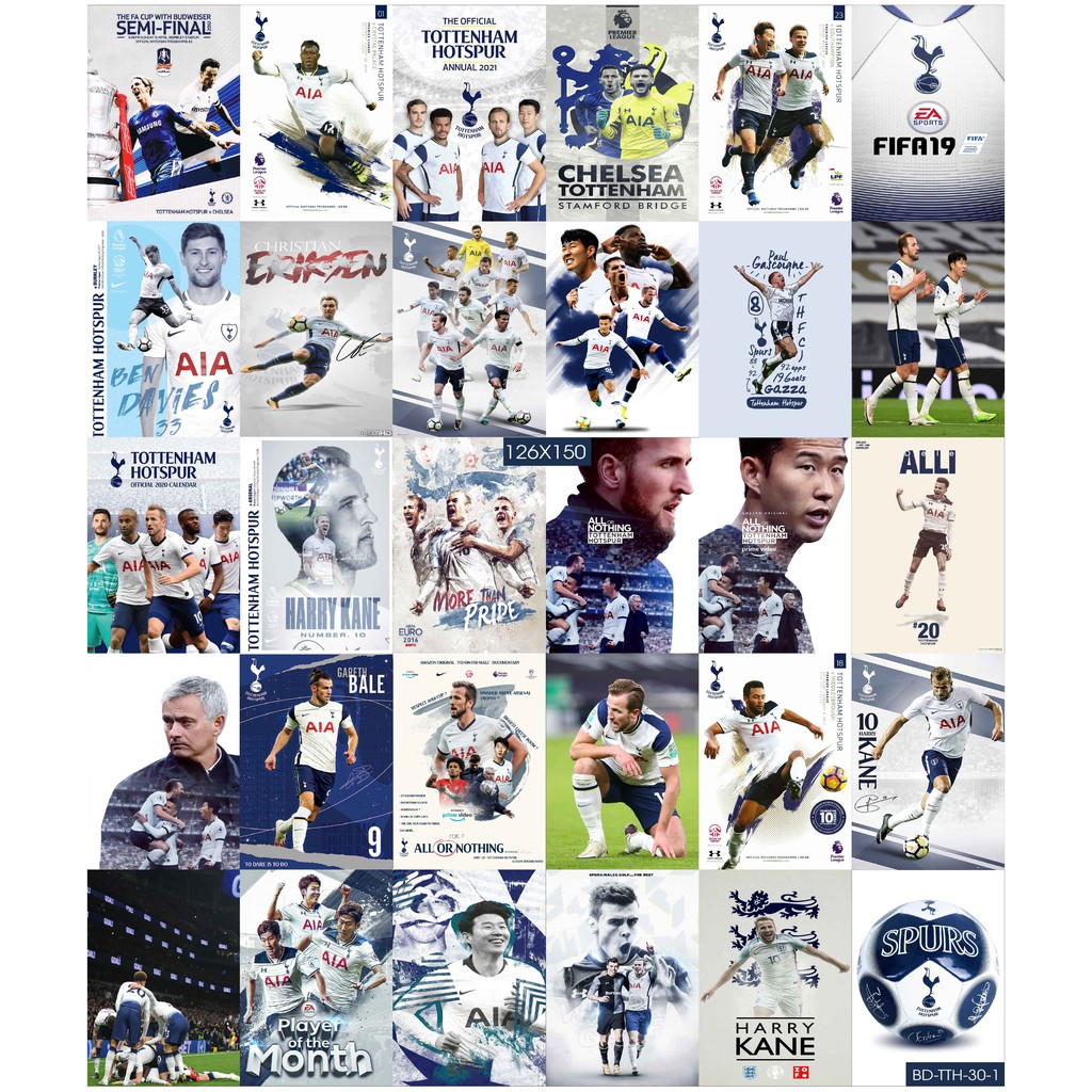 Combo Set 30 tờ Decal dán tường đội bóng Tottenham