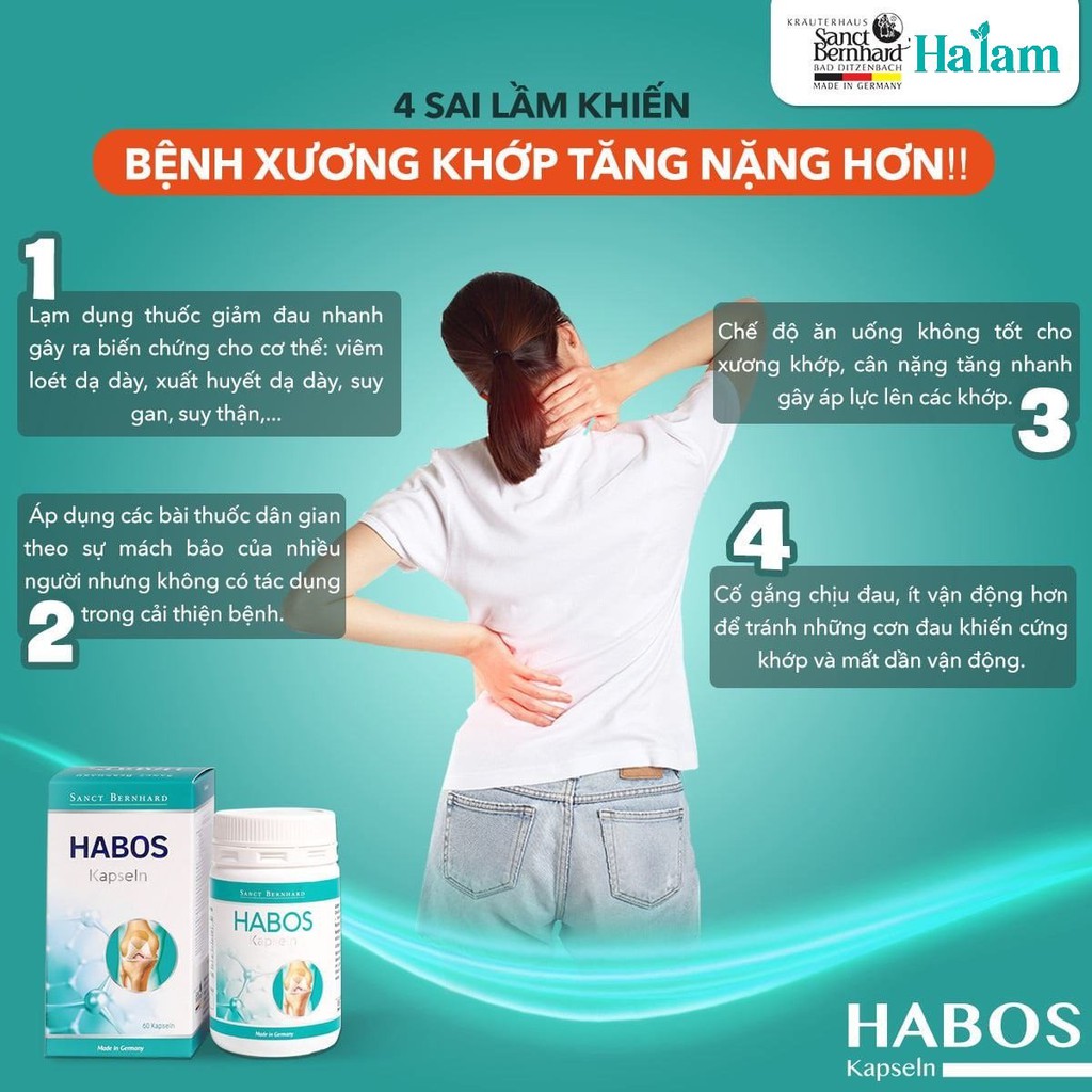 Viên uống Habos 60 viên- Tái tạo sụn, giảm đau xương khớp