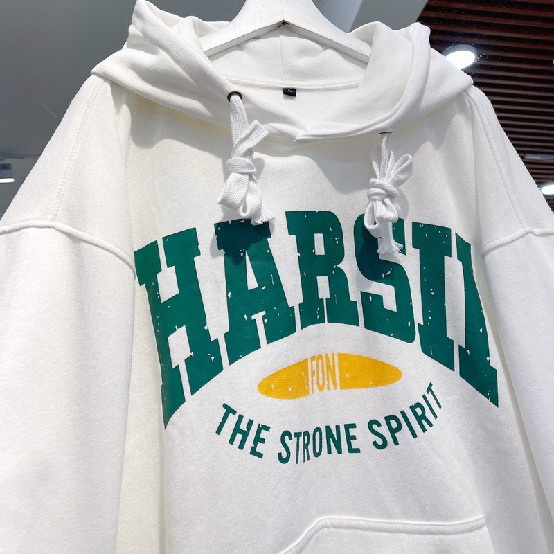 Áo hoodie nỉ bông HARSII màu trắng ảnh thật unisex  ❤️ Áo Khoác Hoodie form rộng