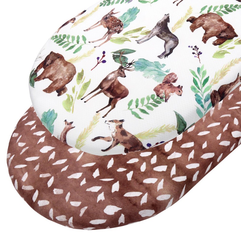 Bộ 2 Vỏ Bọc Đệm Giường Cũi Em Bé Hình Oval Co Giãn