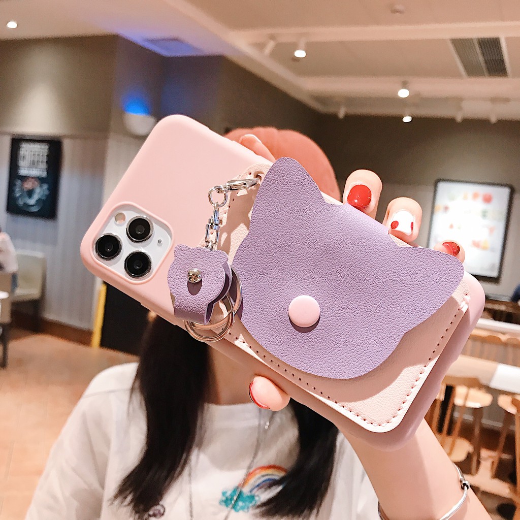 Case for iPhone 13 12 11 Pro XS Max iPhone X XR 7 8 6 6s Plus iPhoneSE 2020 Ốp điện thoại nhỏ gọn kiểu ví kèm móc khóa cho