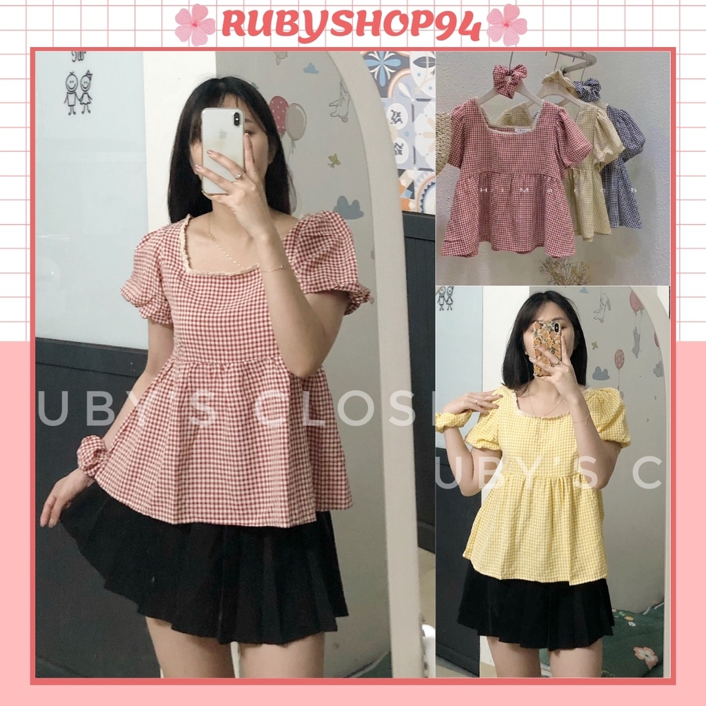 Set babydoll gồm áo babydoll nữ kèm chun buộc tóc tiểu thư siêu xinh