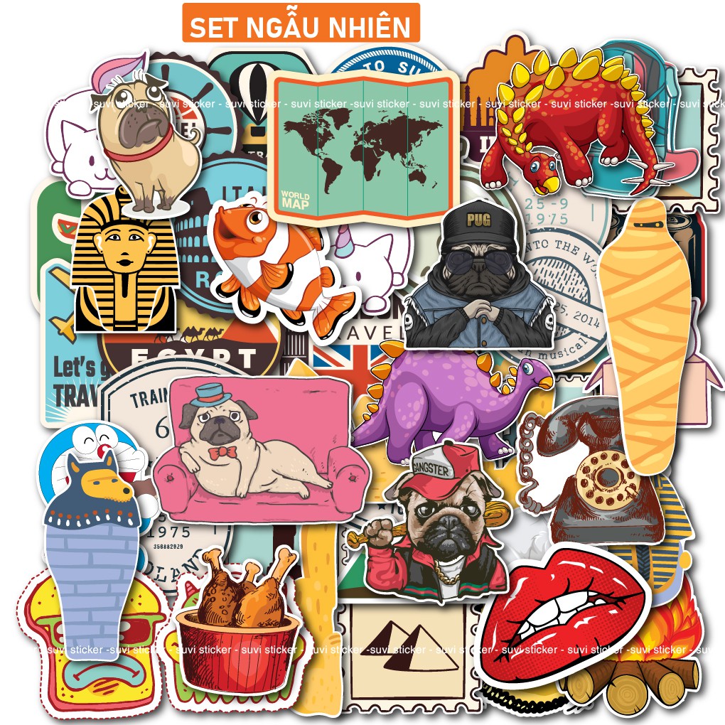 Nguyên bộ sticker dán full nón 3/4 không thấm nước. MSP: Full34