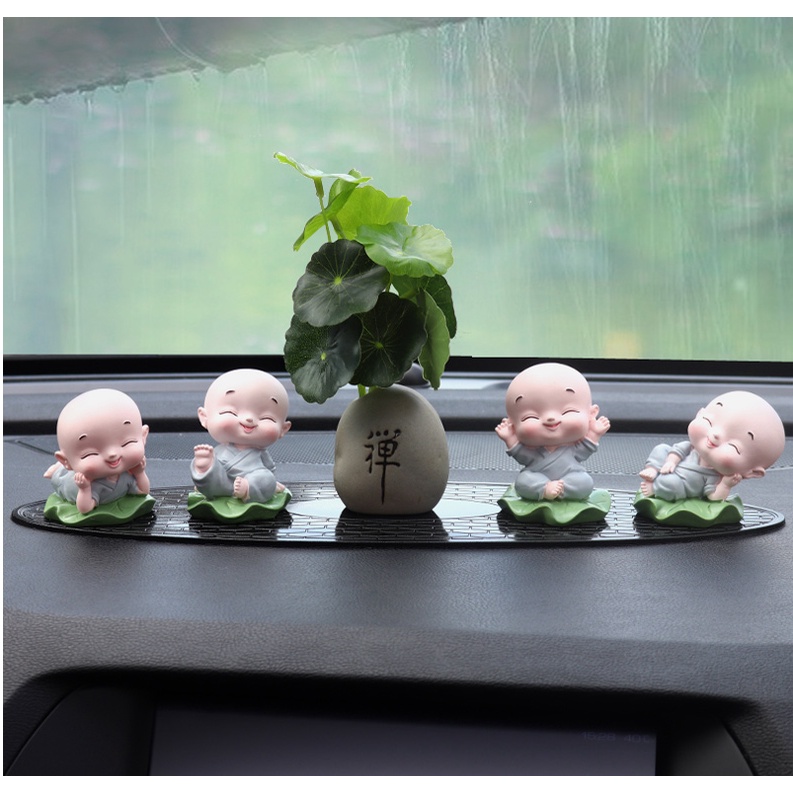 Set tiểu hoà thượng dễ thương ngồi lá sen trang trí taplo Ô Tô - D&A shop