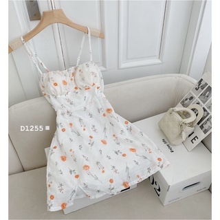 ĐẦM VOAN TƠ HOA CAM 2 DÂY XẺ TÀ