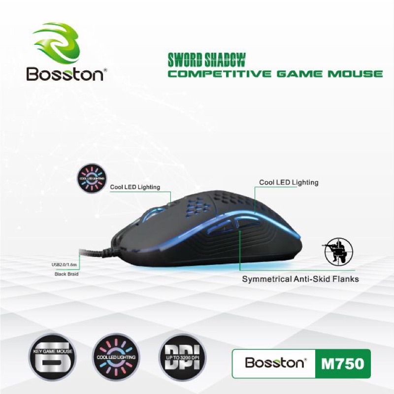 [HCM] CHUỘT CHƠI GAME CÓ DÂY BOSSTON M750 VỚI ĐỘ BỀN VS ĐỘ NHẠY CỰC CAO