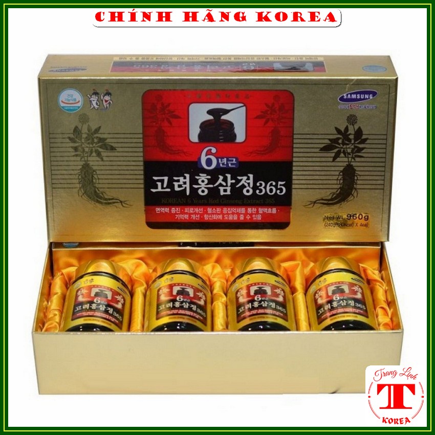 Cao Hồng Sâm 365 Hàn Quốc, Hộp 4 lọ x 240ml