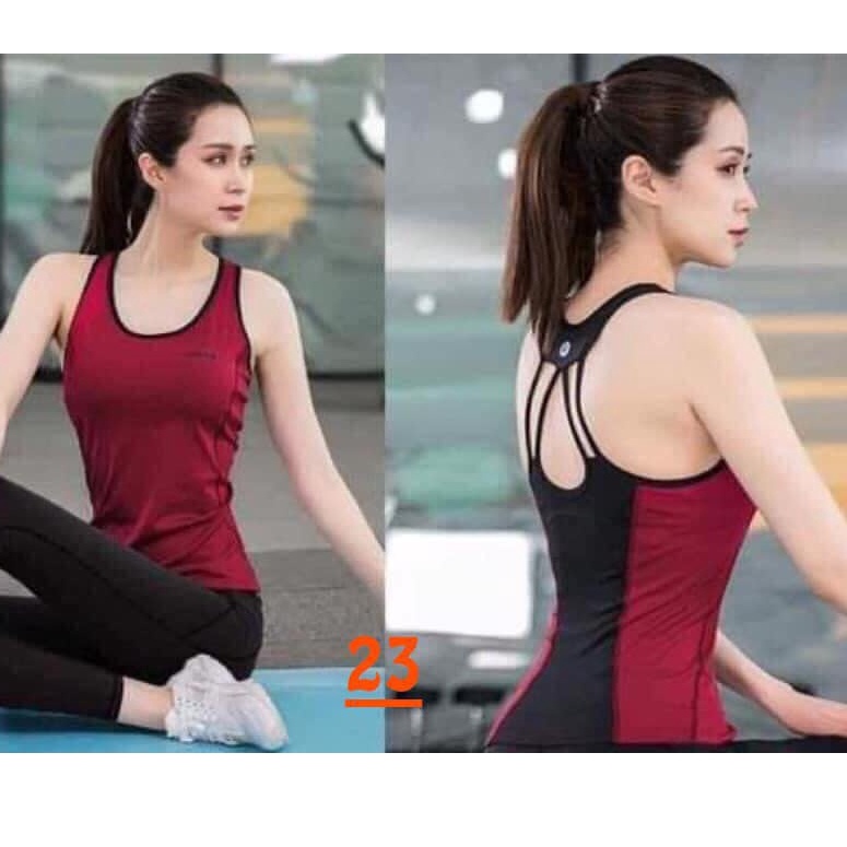 Bộ sát nách thể thao AO17 Màu đỏ đô, màu vàng, màu trắng tập gym, yoga ... Hàng VNXK