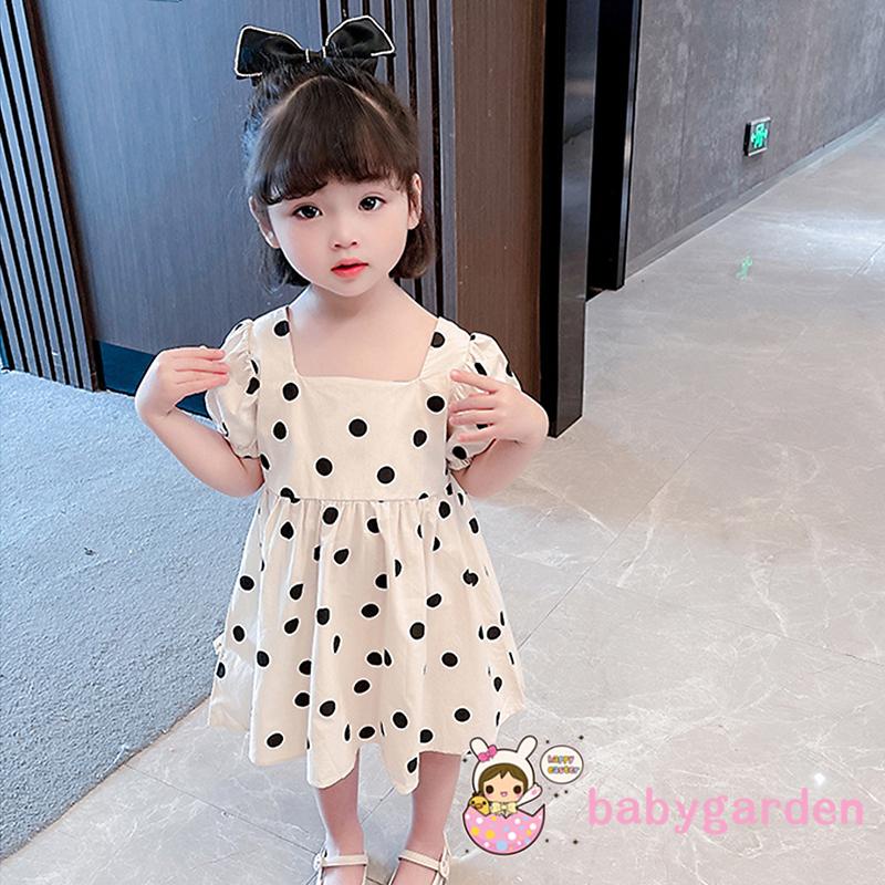 Đầm Chữ A Tay Phồng Cổ Vuông Màu Be Dành Cho Bé Gái Từ 6 Tháng Đến 5 Tuổi