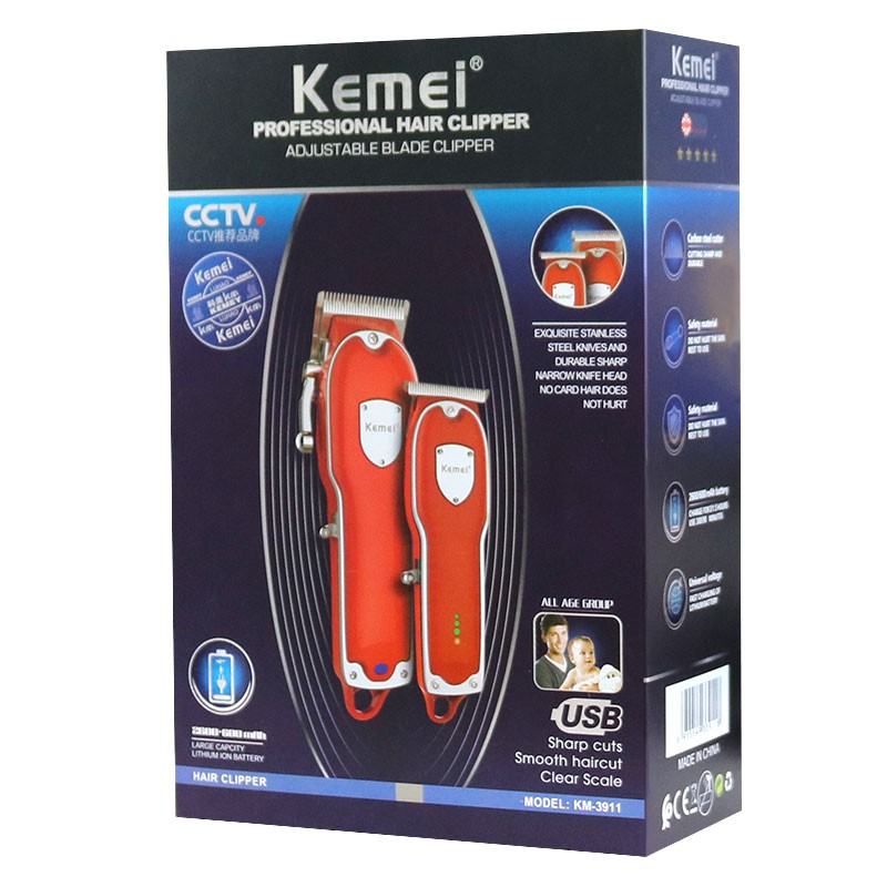 Bộ tông đơ cắt tóc Kemei chạy bằng điện có thể điều chỉnh và sạc lại được dành cho nam