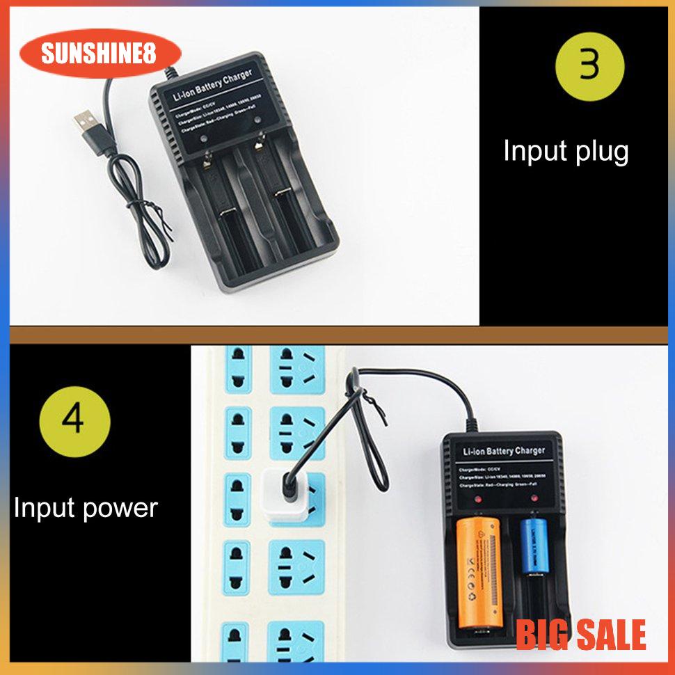 Bộ sạc pin thông minh 2 ngăn USB cho Li-ion 18650