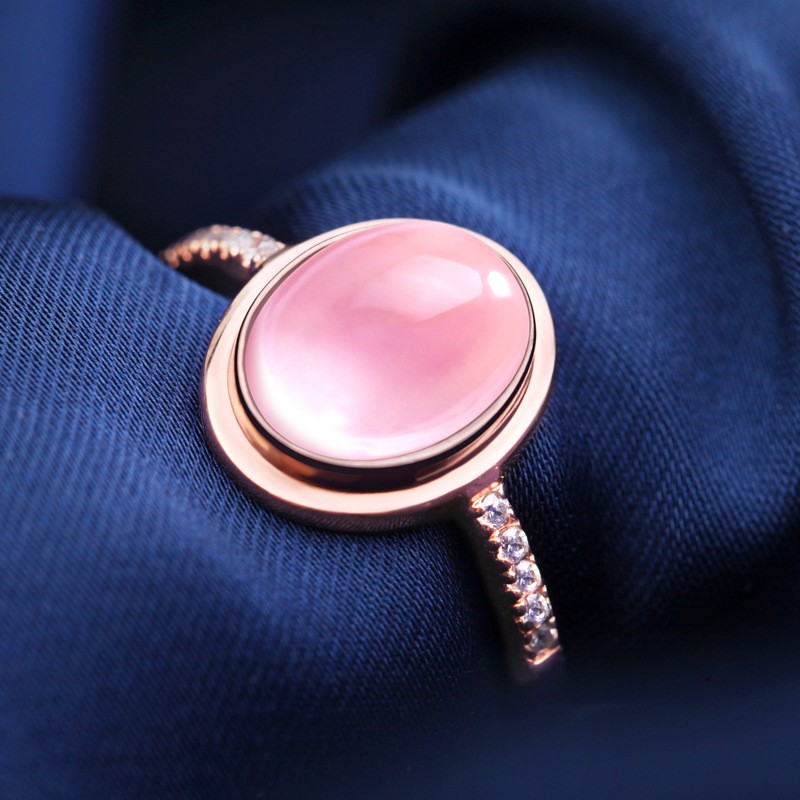 Nhẫn Mạ Vàng Hồng 18k Đính Đá Pha Lê Hồng Phong Cách Hàn Quốc